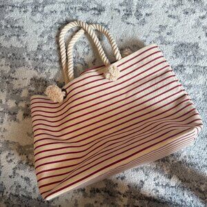 Buji Baja Striped Canvas Beach Tote Bag
